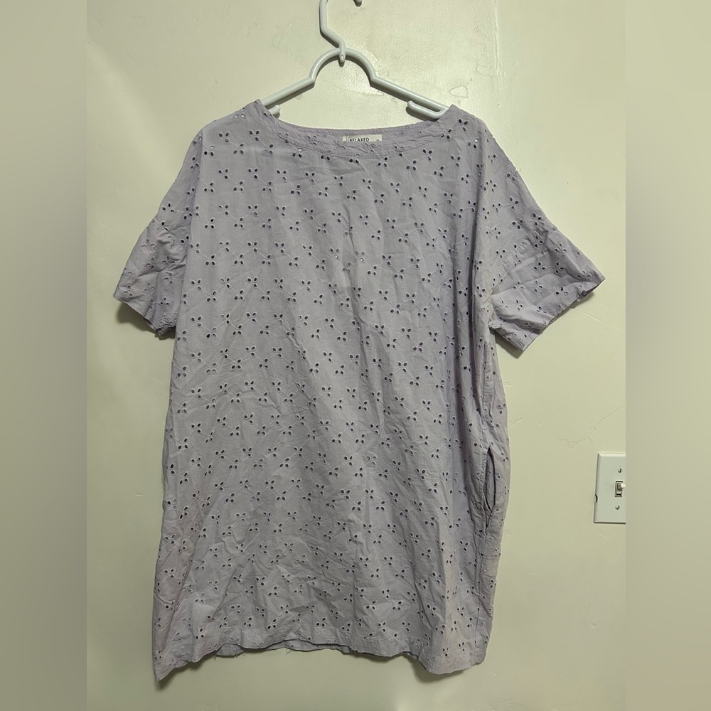 NWT LA relaxed eyelet tunic orchid purple size‎ women’s medium pockets